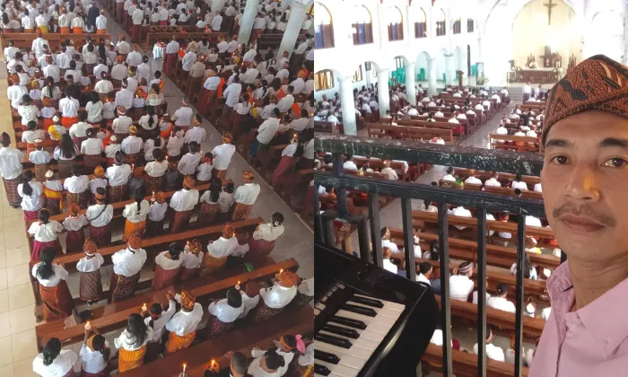 Antara Altar dengan Tenda Pesta 253 Anak Se-paroki Todo Menerima Tubuh dan Darah Kristus